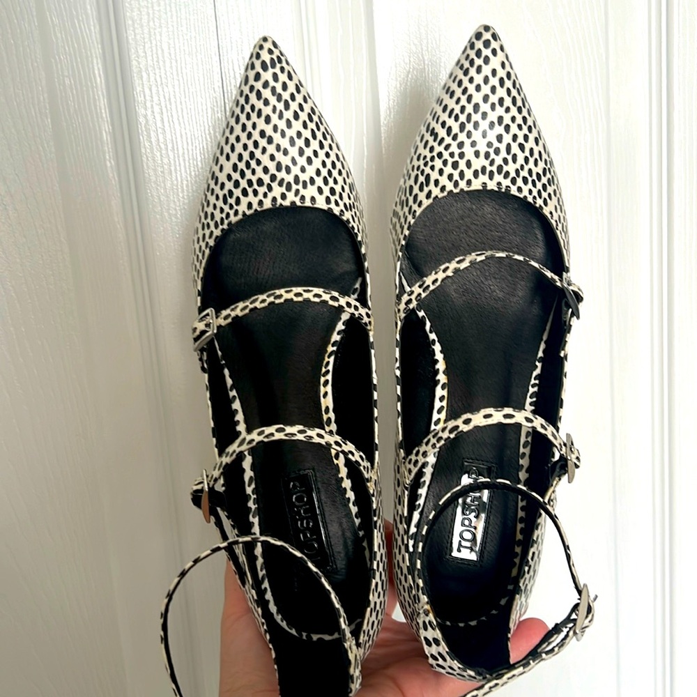 Top shop black and white spotted heels
